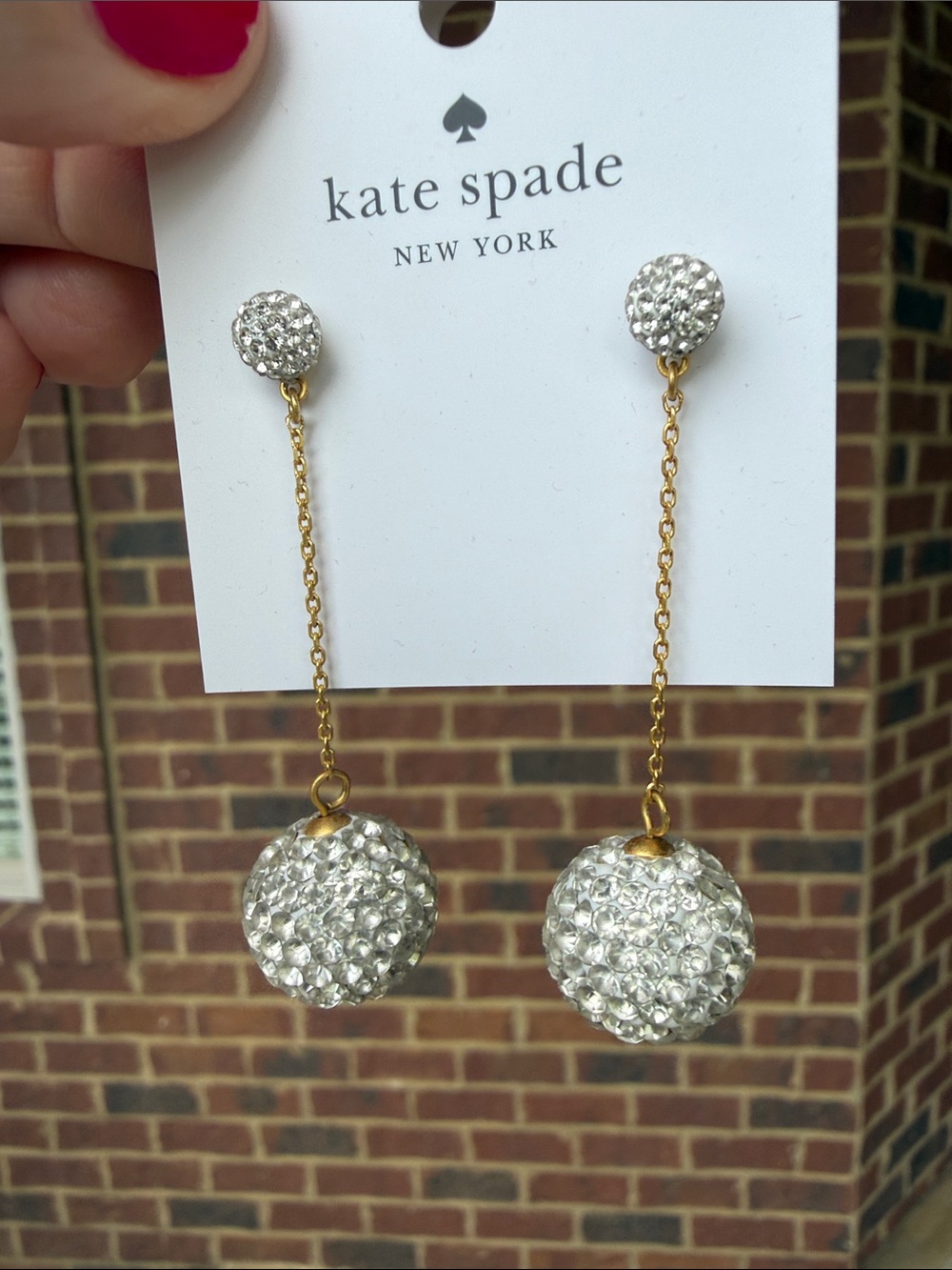 kate spade Gold-Tone Drop Earrings with Clear Crystals